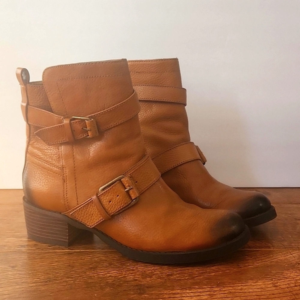 8.5 Caramel Brown Women's Hanae Leather Dual Hobo Festival Boots LUCKY F…